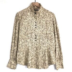 DESERT WEST Sherry Holt Western Shirt Women's M Beige Black Button Riding USA
